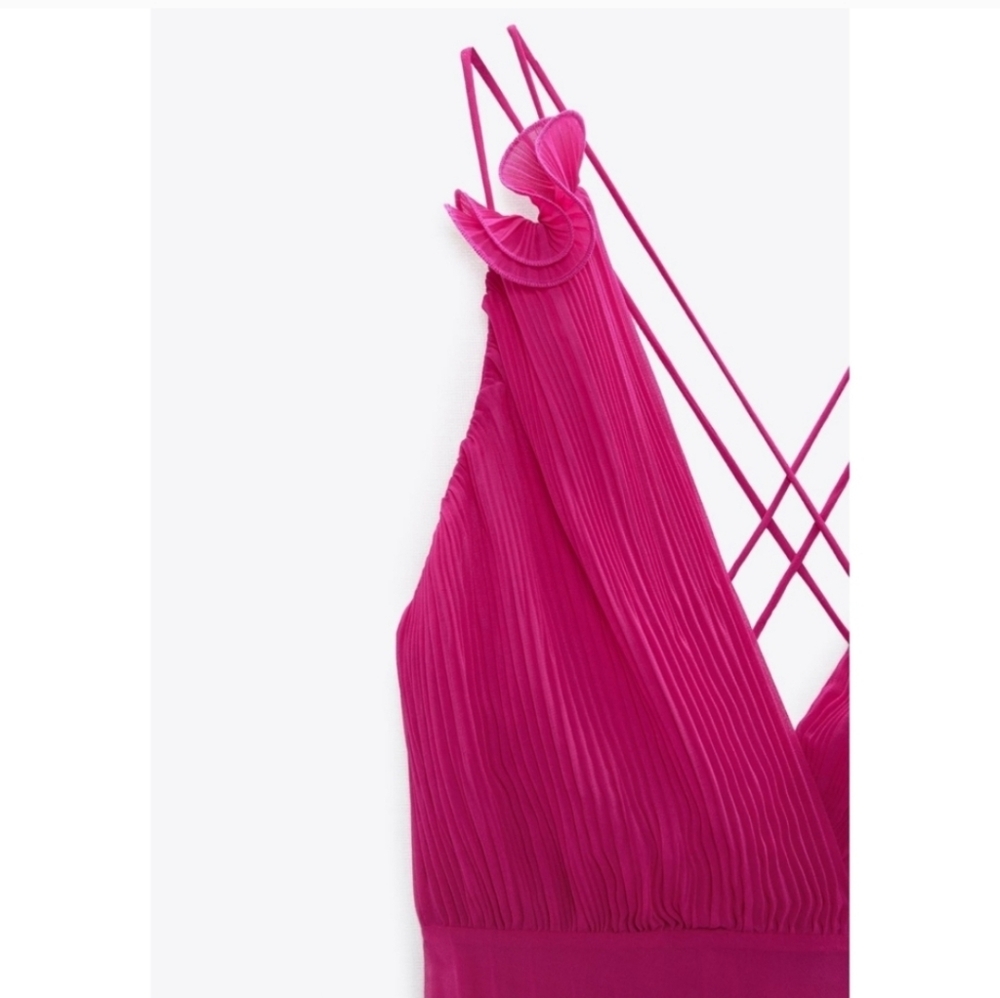 Zara Pleated Pink Dress Size S NWT - Picture 12 of 16